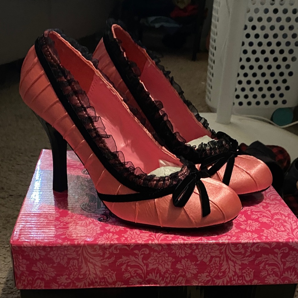 Ellie Pink Heels with Black Trim